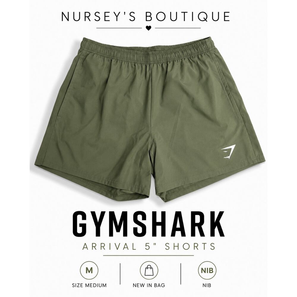 NIB Gymshark Arrival 5" Shorts Green Medium Athletic Training Running